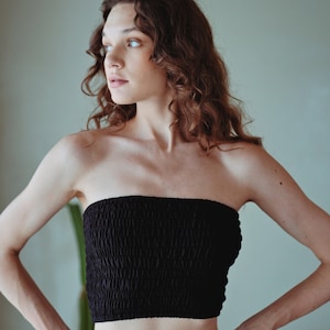 Gesmoktes und gerüschtes Tube Top - Trägerloses Tube Top, Geschenk für sie, Stretch Tube Top, handgemachtes Tube Top, Party Top