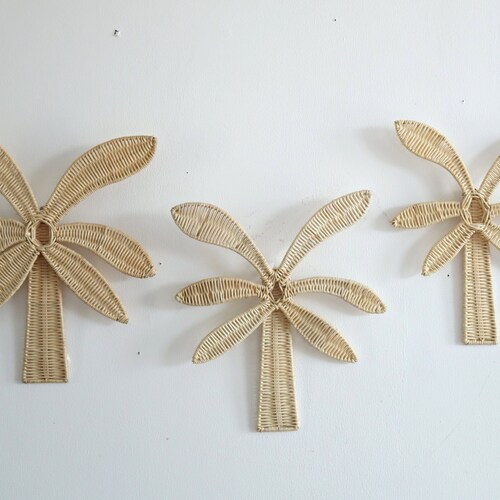 Rattan Palm Tree Wall Decor set of 3 Pcs - Etsy