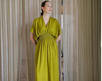 Olivia Maxi Dress in Lime Green - Vintage dresses, Casual dresses, Vacation dress, Gift for her, Party dresses, Maxi dresses, Summer dresses