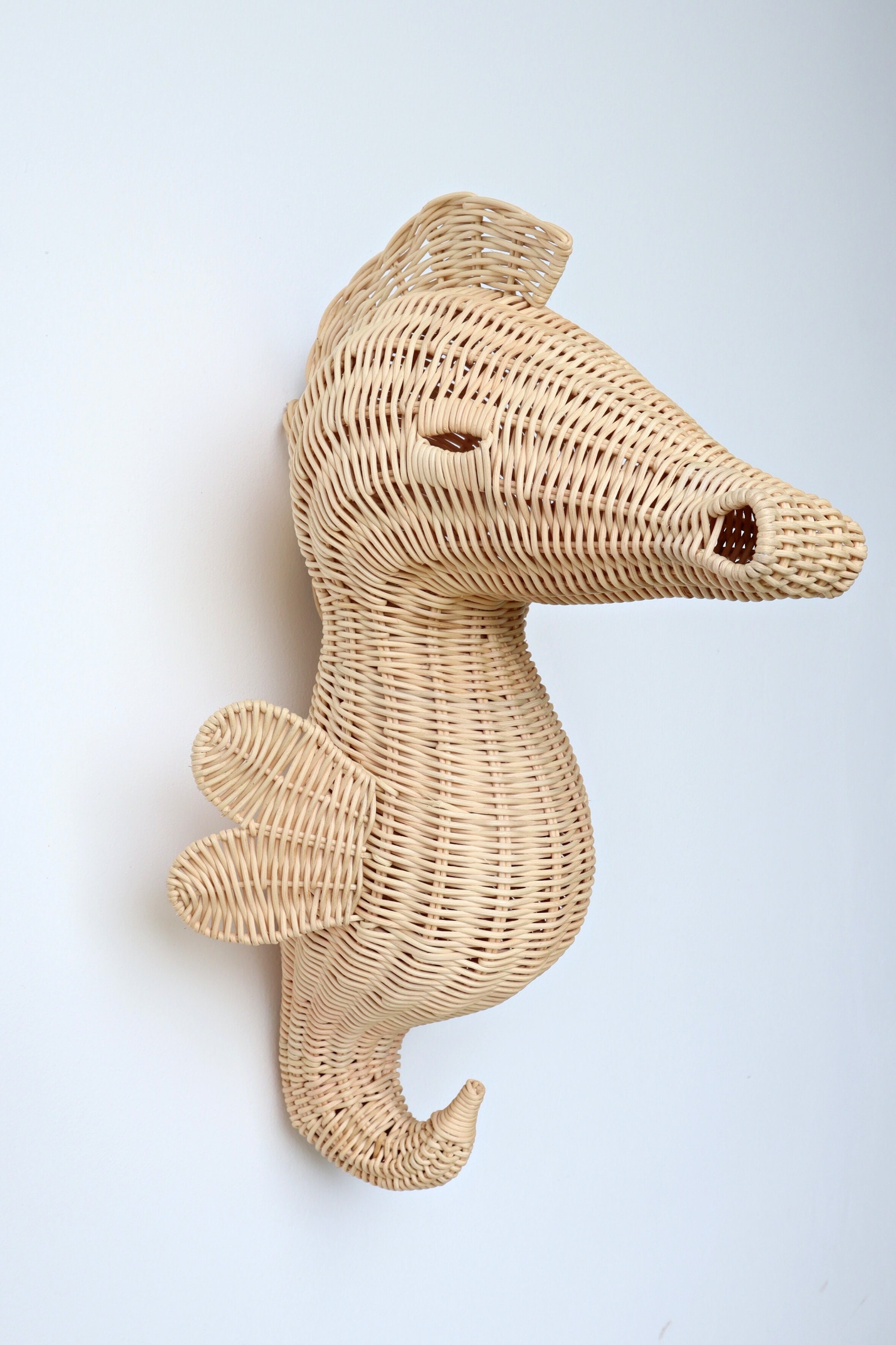 Rattan Wicker Seahorse Wall Decor Nursery Gift, Beach Home Decor