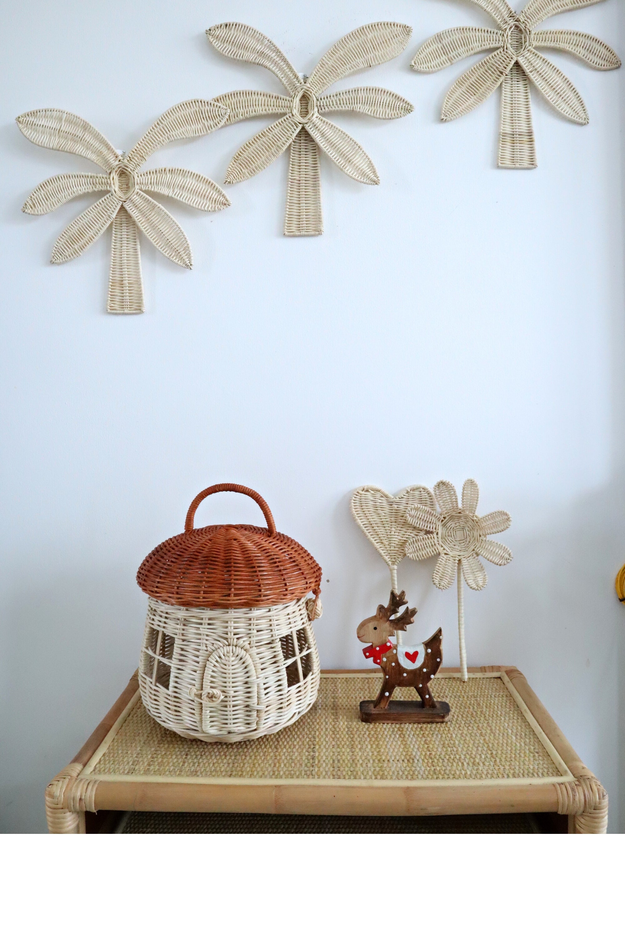 Rattan Palm Tree Wall Decor set of 3 Pcs - Etsy