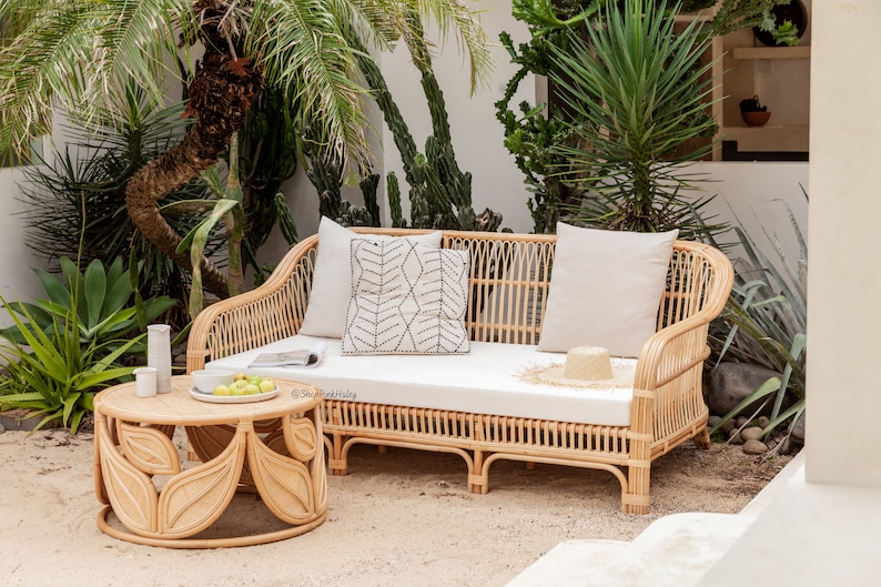The Pismo Rattan Sofa Couch Ready to Ship Etsy