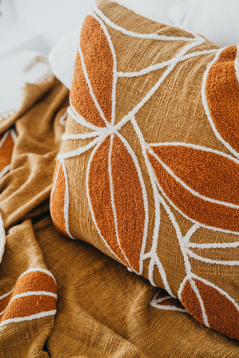 Violette Handloomed Organic Cotton Throw Pillow Cover Clay Etsy