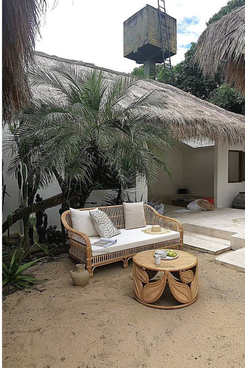 The Pismo Rattan Sofa Couch Ready to Ship Etsy