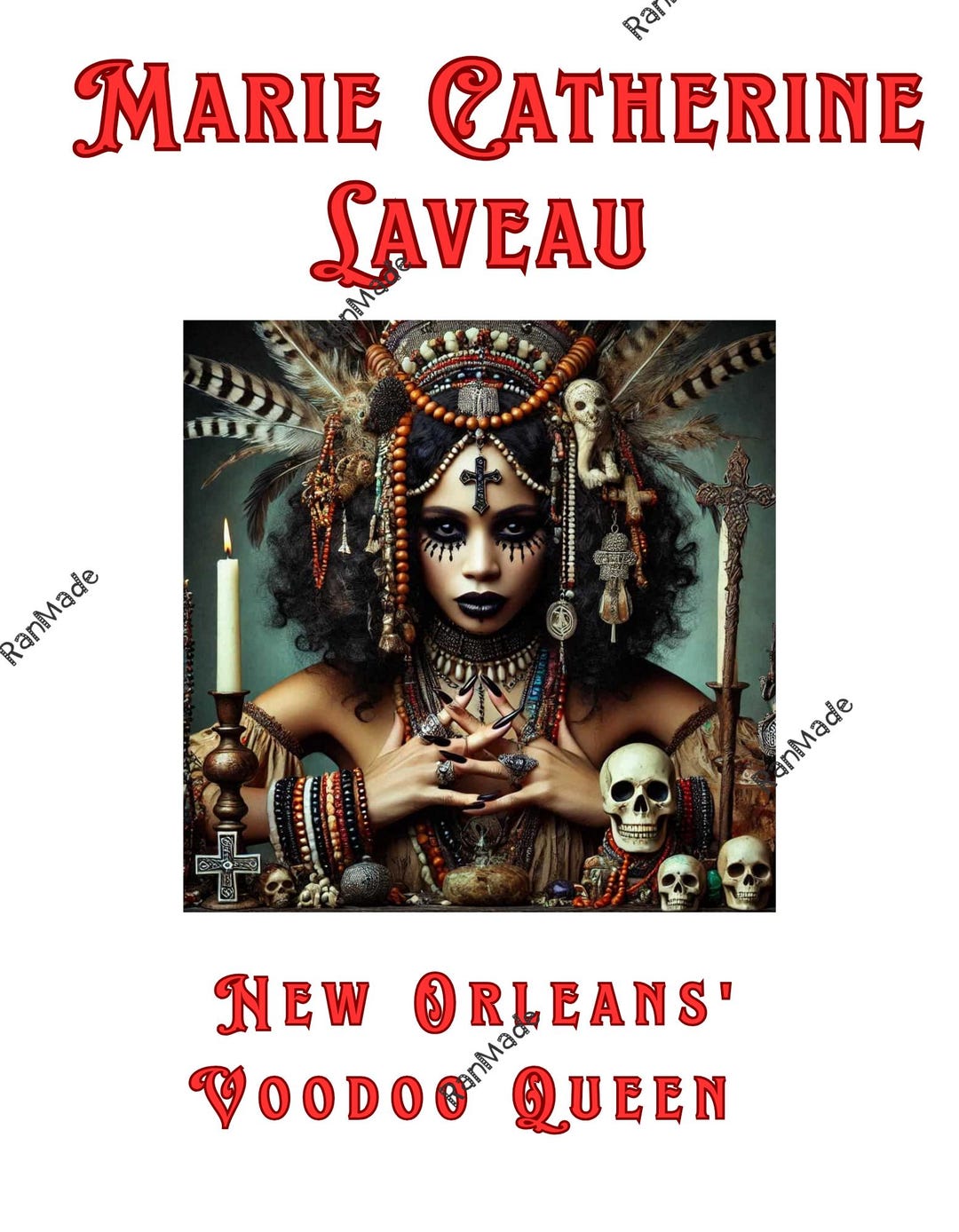 Marie Laveau Voodoo Priestess Art Print: Nubian Queen Graphic (digital ...