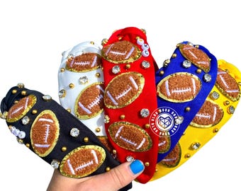Personalized Football Headband, KC Chiefs, Jeweled Knot Headband, Mizzou Football Headband, Gameday Accessories, Football Accessories, MIZ