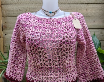 Crochet Handmade Off the Shoulder Crop Jumper Top
