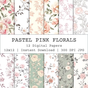 Pastell Rosa Toile De Jouy Digitales Papier, nahtlose Blumenmuster, Pastell Rosa Chinoiserie Hintergrund, Shabby Chic Junk Journal Tapete