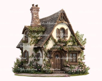 Tudor House Clipart, Vintage English Cottage Illustrations (Digital Download)