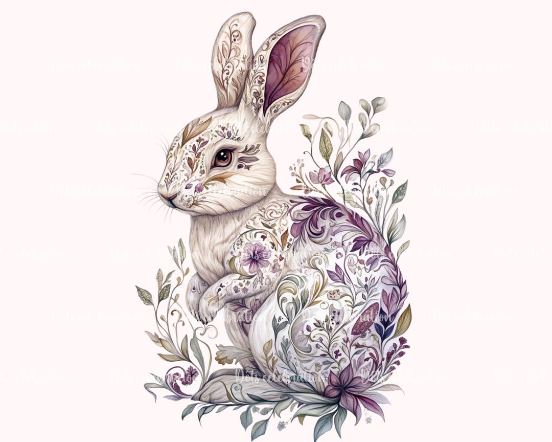 Whimsical Bunny Clipart, 10 Bunny Illustrations PNG, Quirky Bunny Art ...