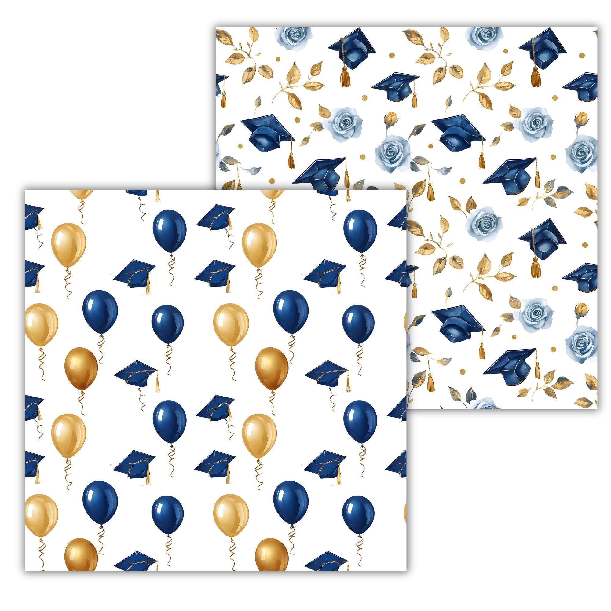 Graduation Digital Paper, Blue and Gold Graduation, Class of 2026 ...