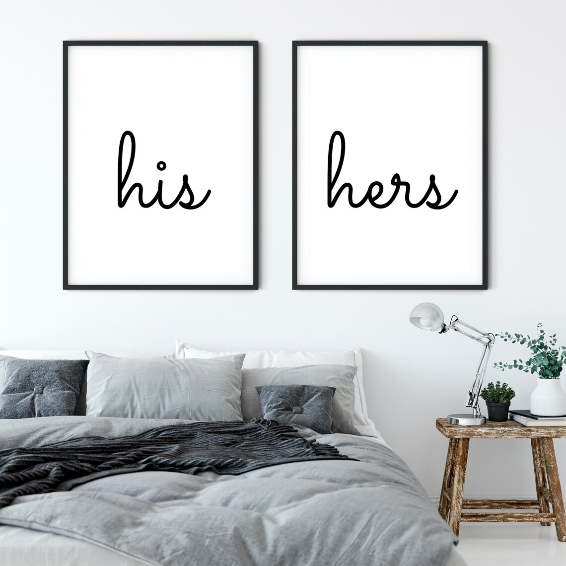 His Hers Printable Set of 2 Wall Art Printable Couple Bedroom Etsy