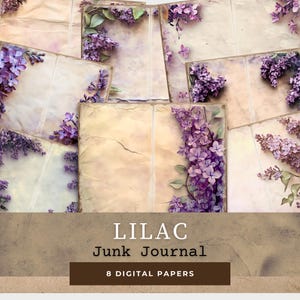 Lilac Junk Journal Pages, Lilac Floral Digital Paper, Purple Junk Journal Kit, Printable Lilac Ephemera, Digital Download, Scrapbook Paper