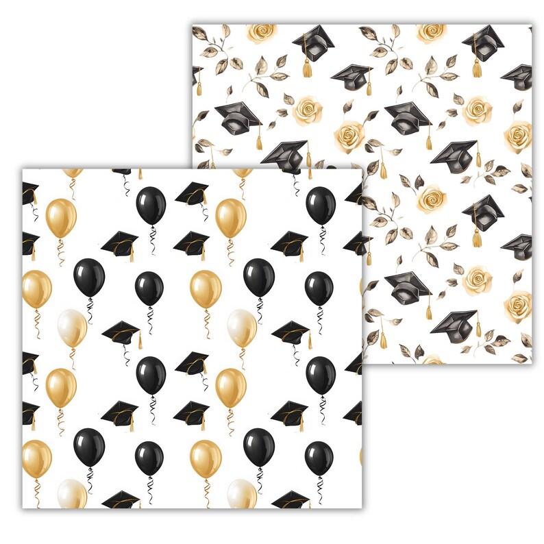 Graduation Grad Paper Graduation Seamless Pattern, Graduation Papers, Gold Black Patterns for ...