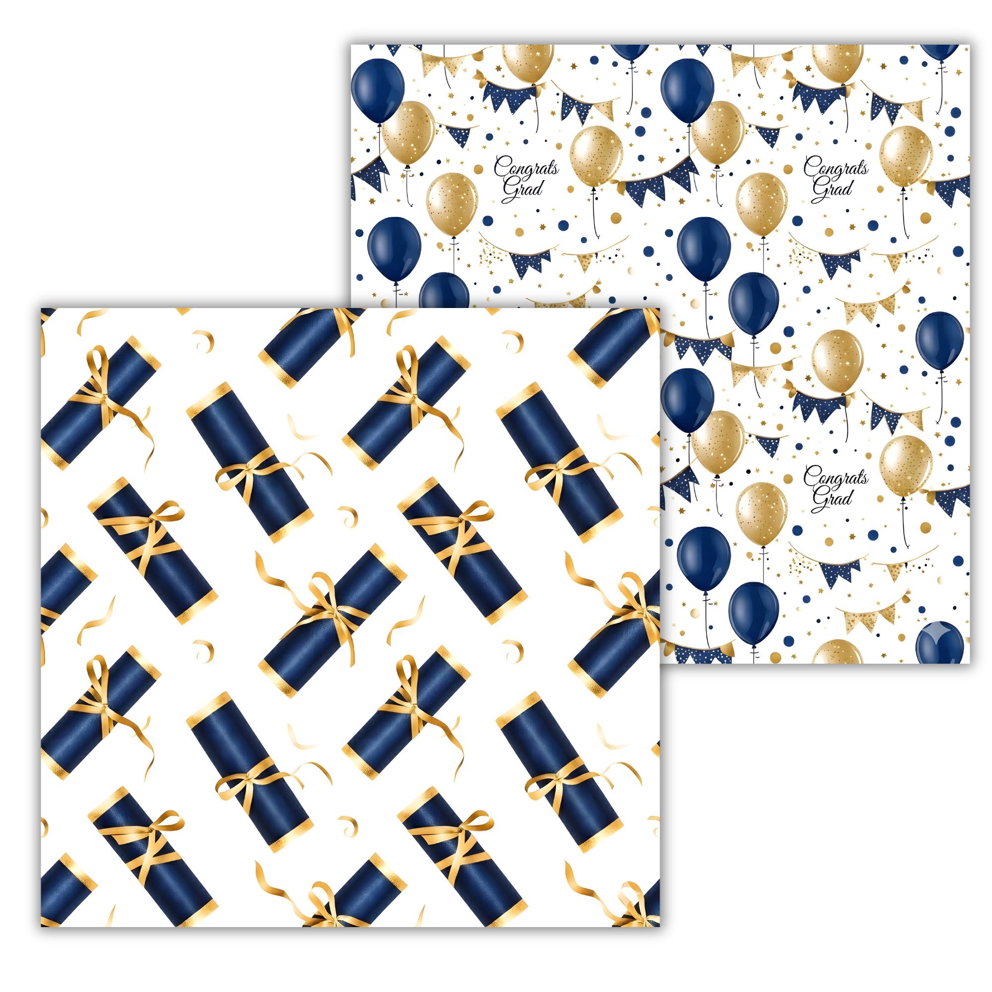 Graduation Digital Paper, Blue and Gold Graduation, Class of 2026 ...