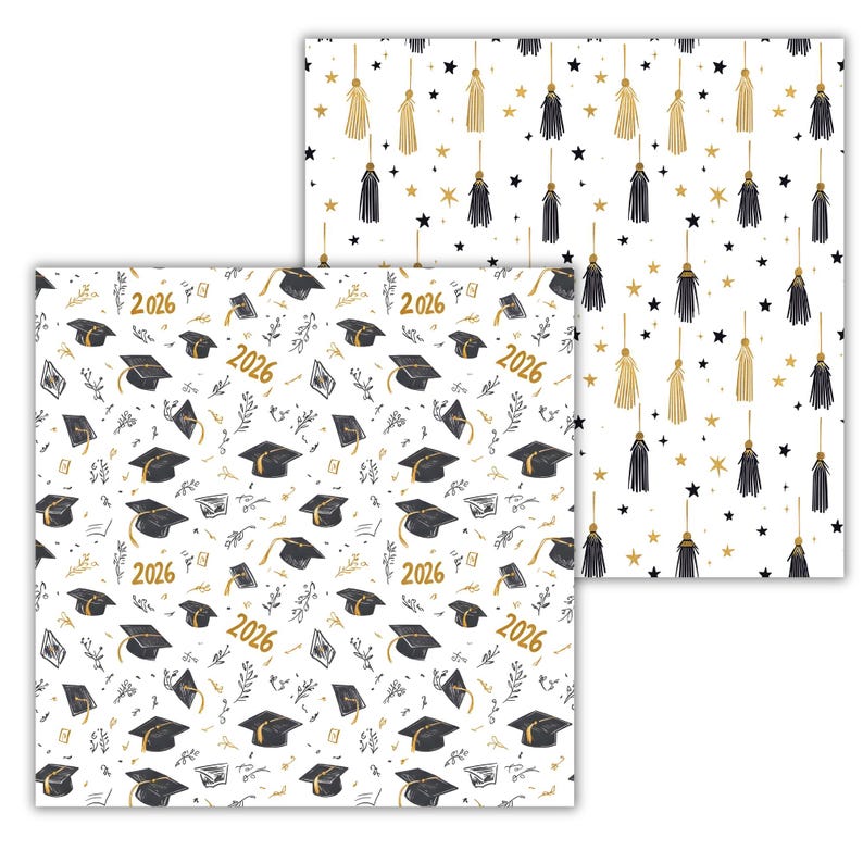Graduation Paper Design Graduation Seamless Pattern, Graduation Papers, Gold Black Patterns for ...
