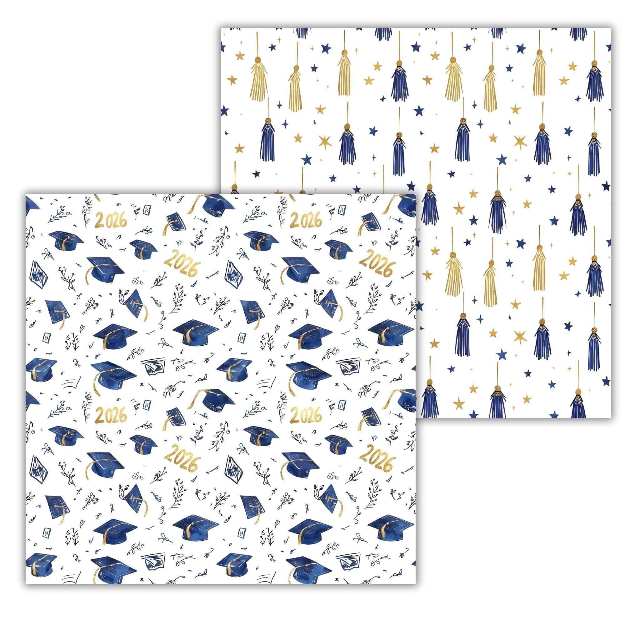 Graduation Digital Paper, Blue and Gold Graduation, Class of 2026 ...