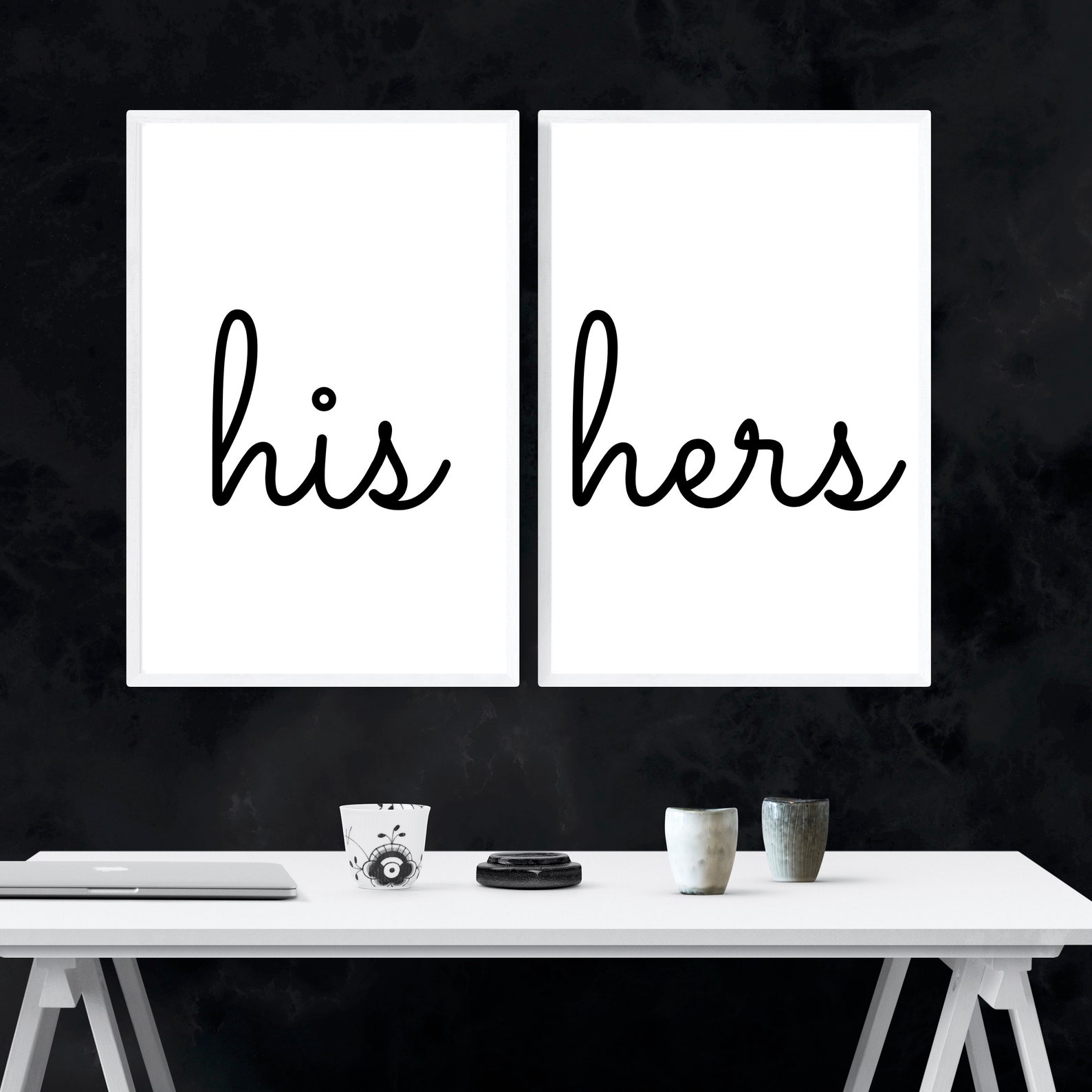 His Hers Printable Set of 2 Wall Art Printable Couple Bedroom Etsy
