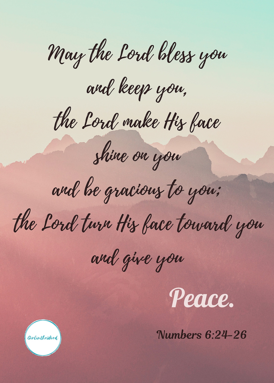 Scripture Wall Art Numbers 62426 Bible Wall Art Christian Etsy