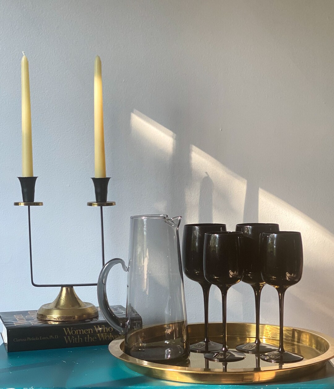 Vintage Oneida Crystal Wine Glasses 1990's Black Etsy