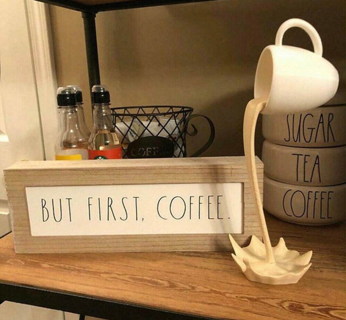 Floating Coffee Spill Mug Sculpture Decor Kitchen Magic Splash Etsy