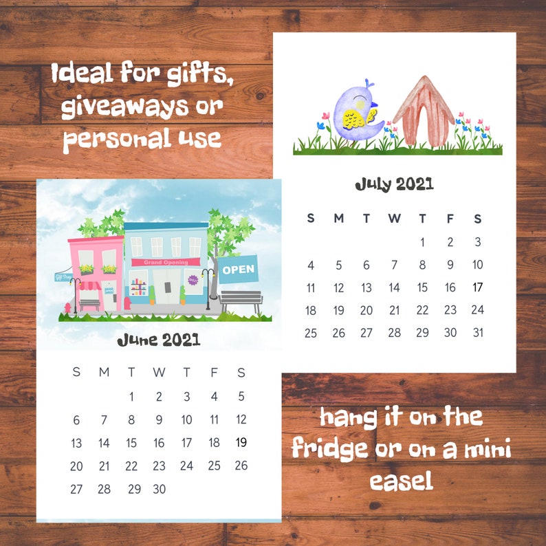 2021 Printable Calendar/5x7 Desk Calendar/ Monthly ...