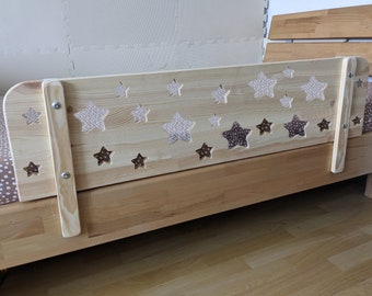 Fall protection made of WOOD with star motif, bed rails / bed guards for boys and girls