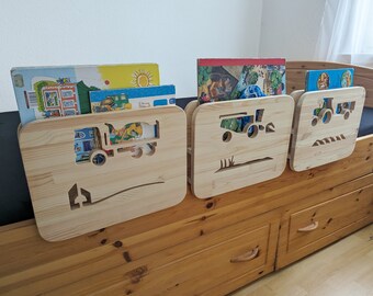 Fall-out protection children's bed WOOD, 2in1 bookcase & bed guard