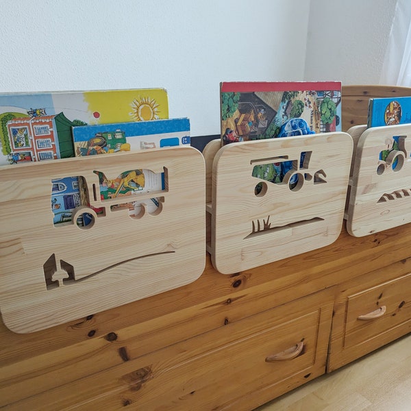 Rausfallschutz Kinderbett HOLZ , 2in1 Bücheregal & Bettschutzgitter