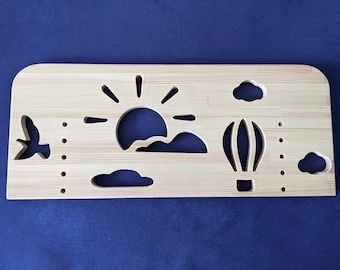 Wooden bed rail with sky motif, fall protection for children's bed, children's room furniture