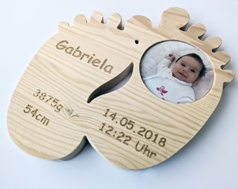Baby gift birth picture frame, personalized baby gift made of WOOD
