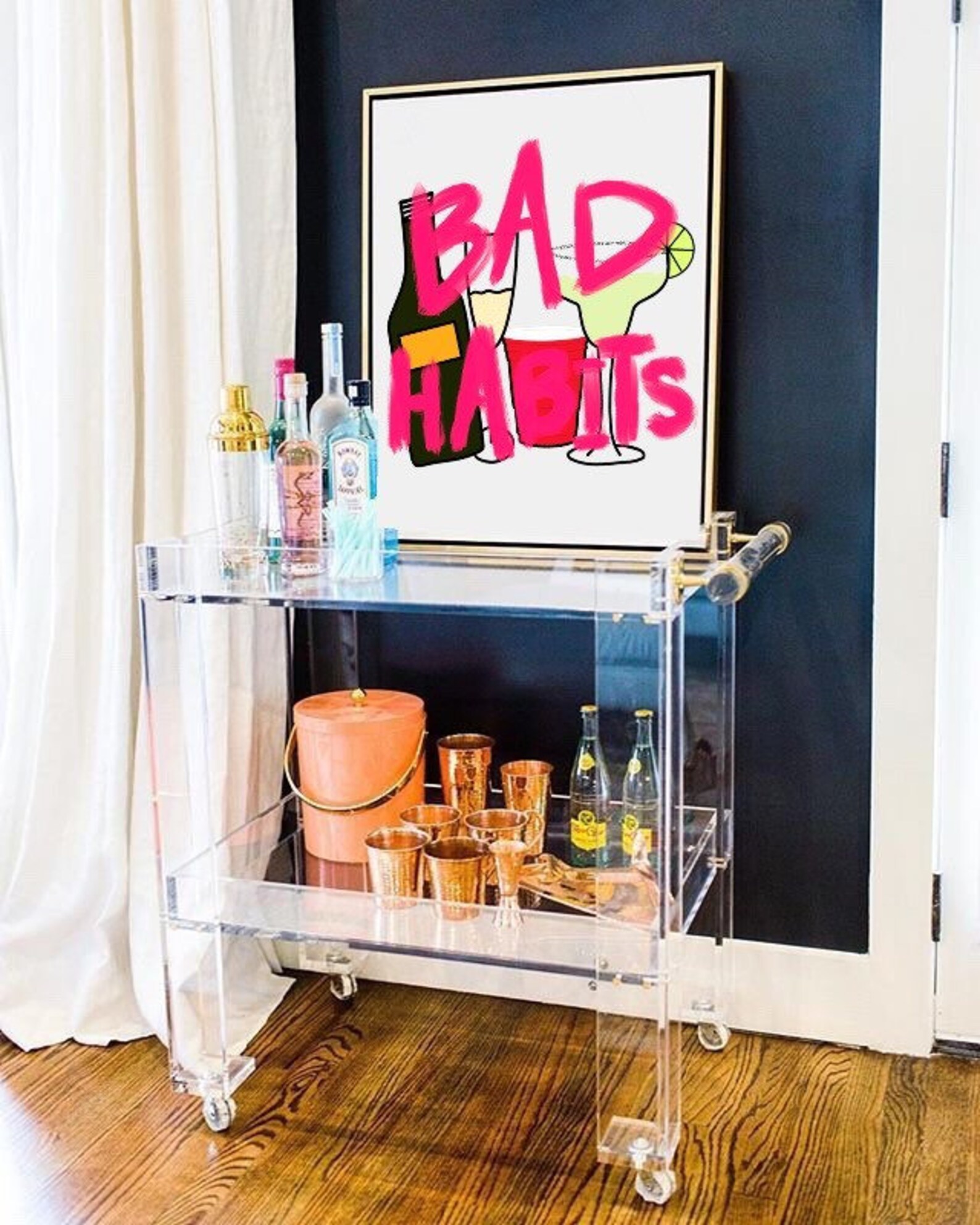 Bar Cart Art Print | Bad Habits | Digital Download - Etsy