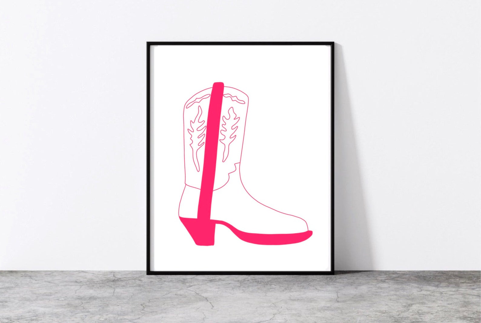 Pink Cowboy Boot Art Print Cowboy Boot Art Pink Boot | Etsy