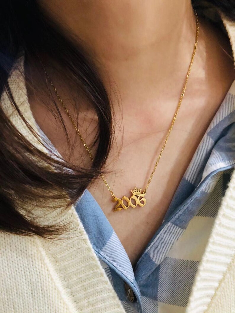 Gold 1995 Birth year necklace,Anniversary Gift,Anniversary Necklace,Birthday Necklace,wedding date necklace,Number necklace,Christmas Gift