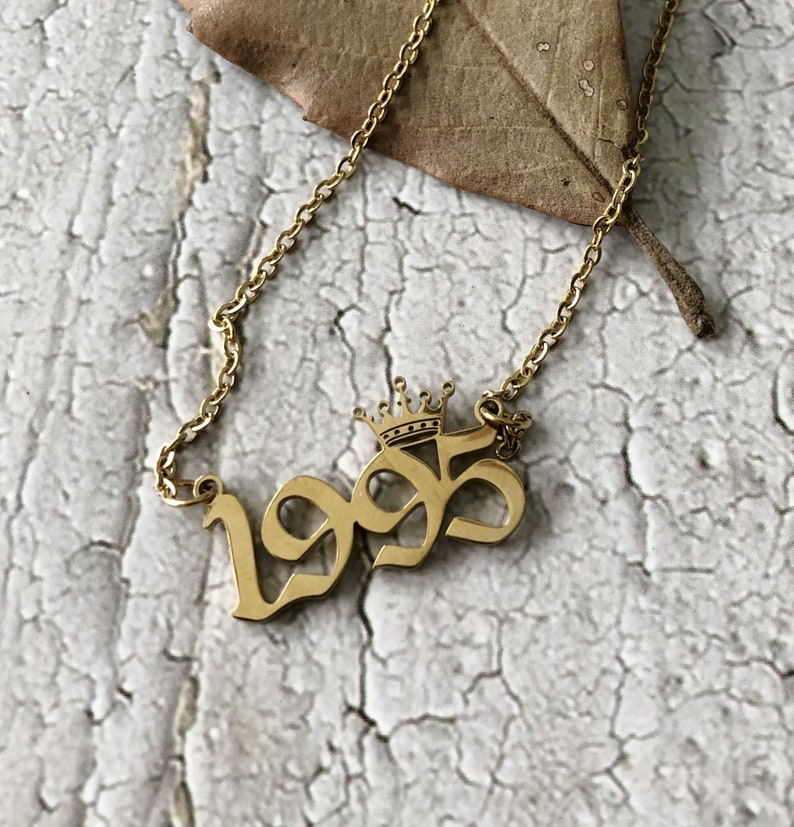 Gold 1995 Birth year necklace,Anniversary Gift,Anniversary Necklace,Birthday Necklace,wedding date necklace,Number necklace,Christmas Gift
