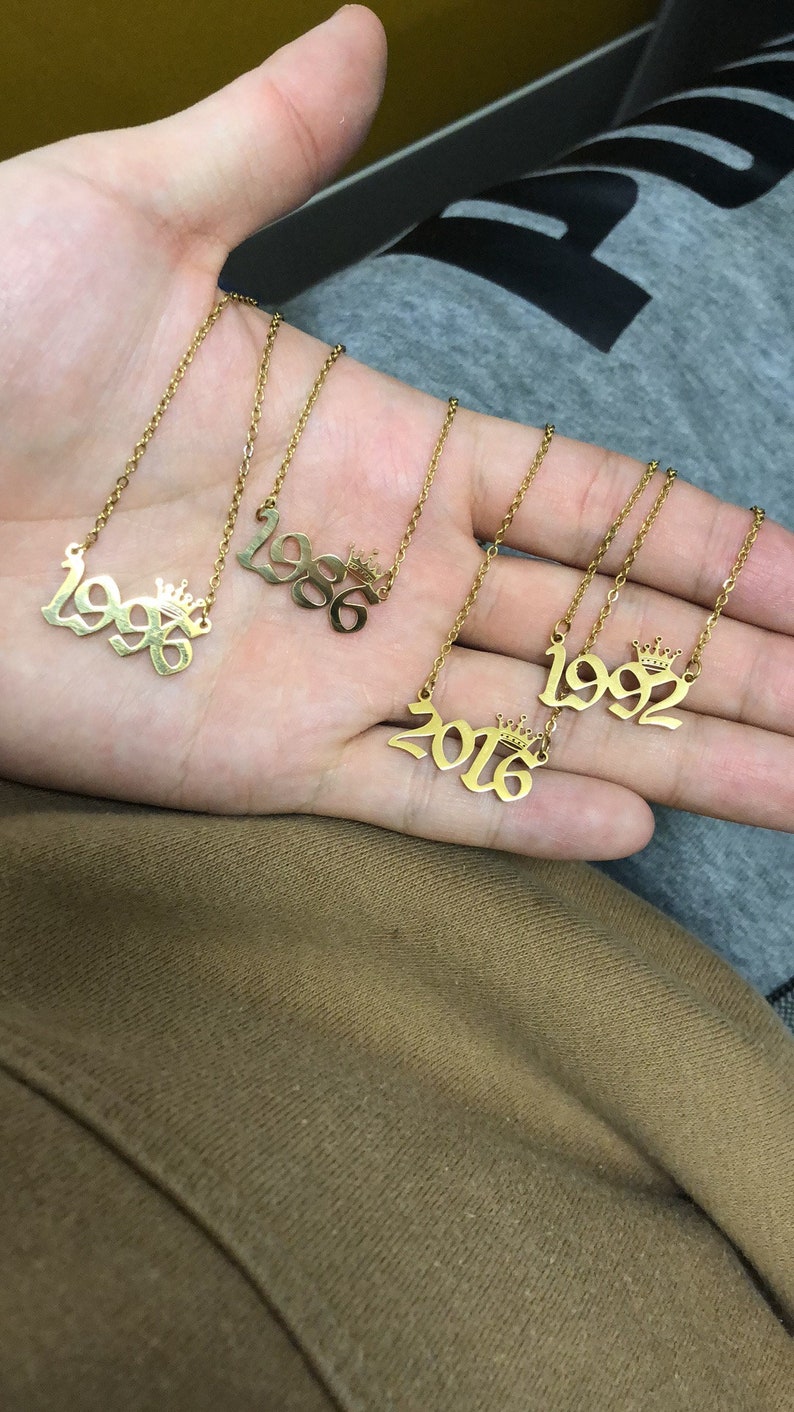 Gold 1995 Birth year necklace,Anniversary Gift,Anniversary Necklace,Birthday Necklace,wedding date necklace,Number necklace,Christmas Gift