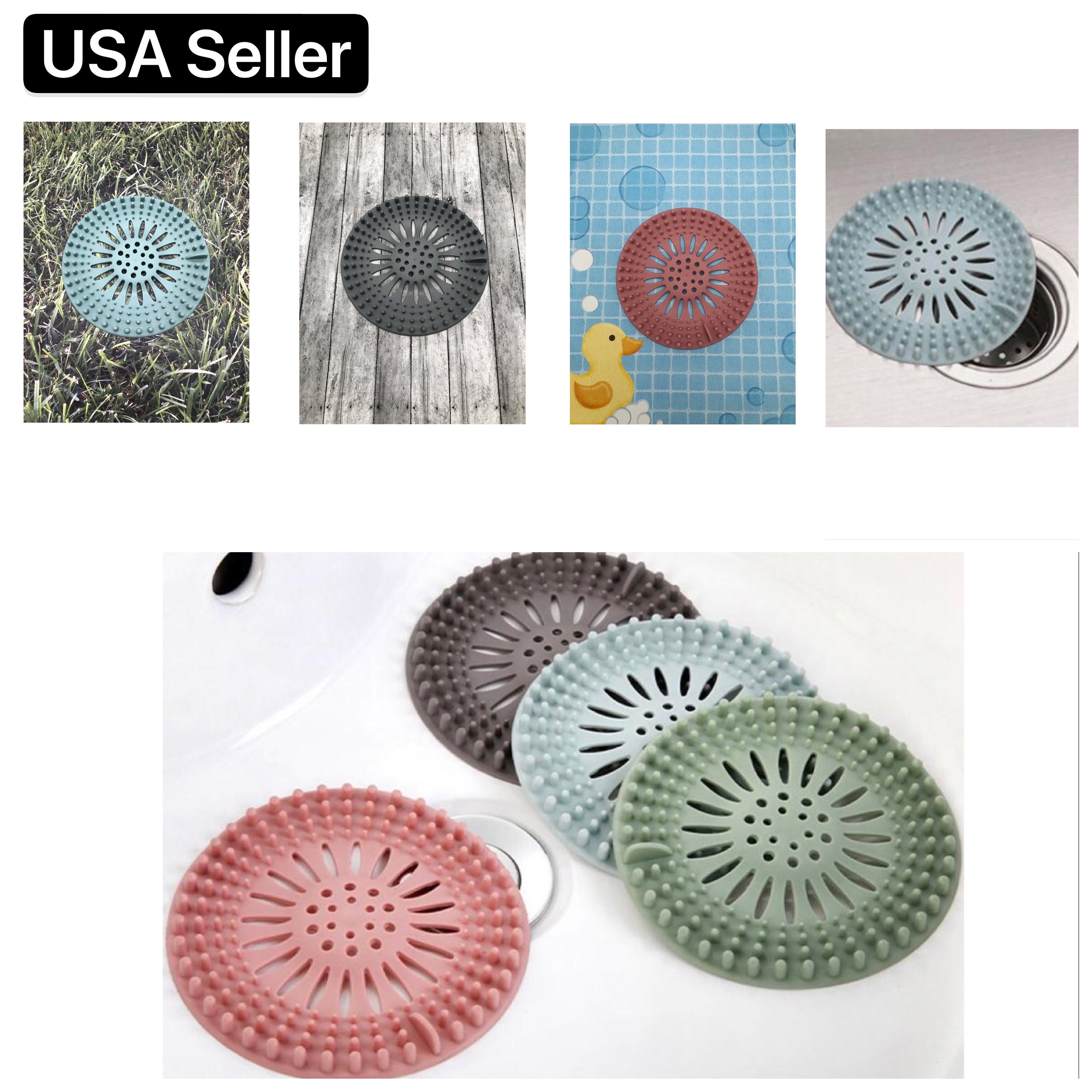 5pack Drain Cover Hair Catcher Hair Stopper Shower For Bathroom Bathtub Sink  USA