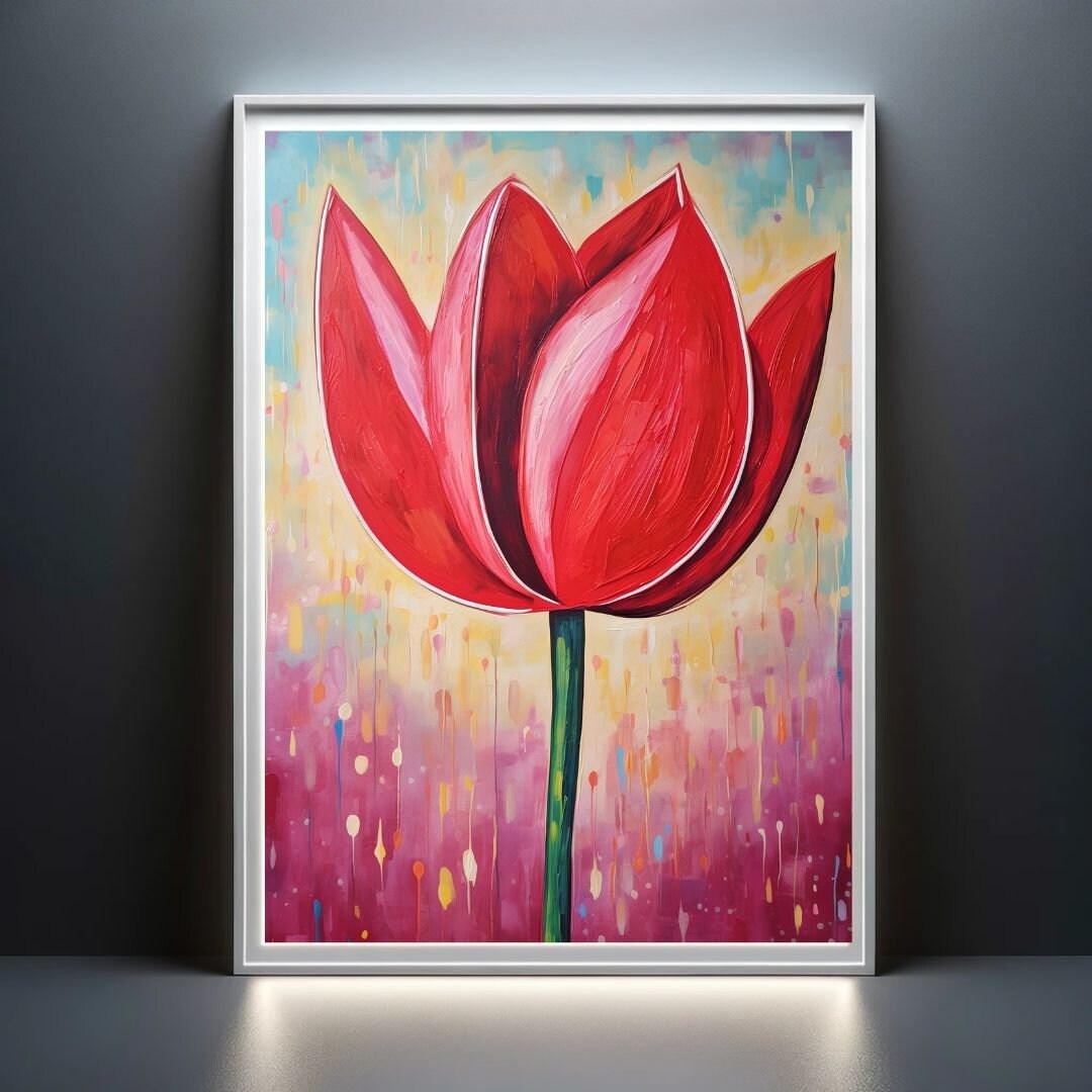 油絵 赤いチューリップ 油絵 赤いチューリップ 油絵 赤いチューリップ