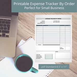 Printable Expense Tracker By Order Form | Small Business Expense Form | PDF Form - Instant Download