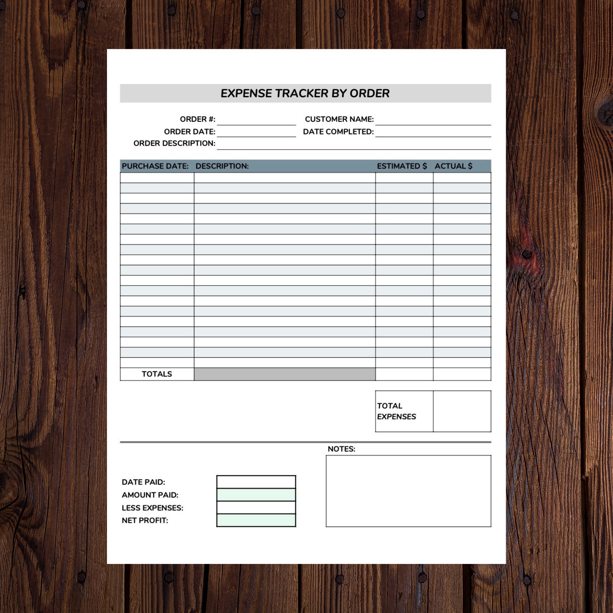 Store Expense Form Printable Expense Tracker by Order Form | Small Business Expense Form ...