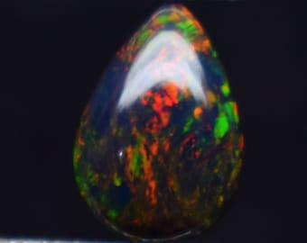 Opal Cabs Multi Fire Opal Welo Fire Opal Smoke Opal Jewelry Making Ethiopian Black Opal Pear Cabochon Size 15x11x5 mm 4.5 Cts