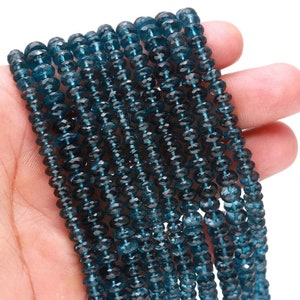 AAA London Blue Topaz Rondelle Beads: Faceted Gemstone, 8 Inch Strand
