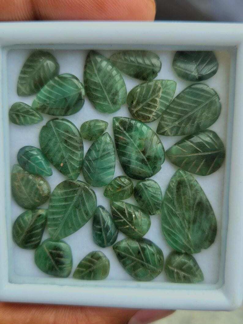 Natural Emerald Carved Leaf Shape Beads Emerald Leaf Carving beads Emerald Gemstone Carved Leaf Beads Emerald briolette carving Beads