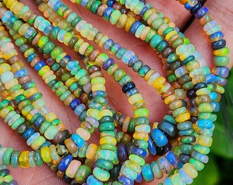 Koraliki z opalu ognistego AAA Welo: etiopskie czarne opalowe rondelle (3-5 mm)