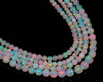 Excellent Ethiopian Round Opal Beads 100% Natural Ethiopia Opal Beads Flashy Welo Opal Balls Beads Fire Opal Beads Strands Birthday Gift