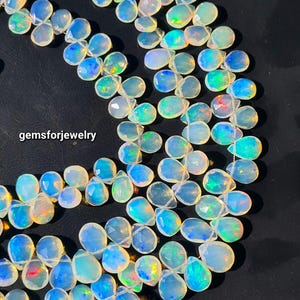 Ethiopian Opal Beads: AAA Faceted Pear Briolettes, Fire Opal Drops