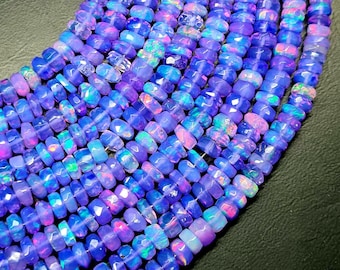 Faceted Ethiopian Opal Rondelle Beads: AAA Grade Fire Opal, 3-6mm