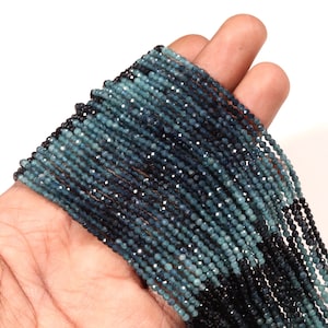 Indicolite Tourmaline Beads: AAA Faceted Round Gemstone, 13 Inches