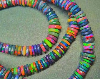 Czarne koraliki z etiopskiego opalu oponowego: naturalny opal ognisty Welo (5-6 mm) Tworzenie biżuterii