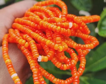 Etiopskie pomarańczowe koraliki opalu: AAA+ Naturalne koraliki z opalu ognistego Welo (3-4 mm)